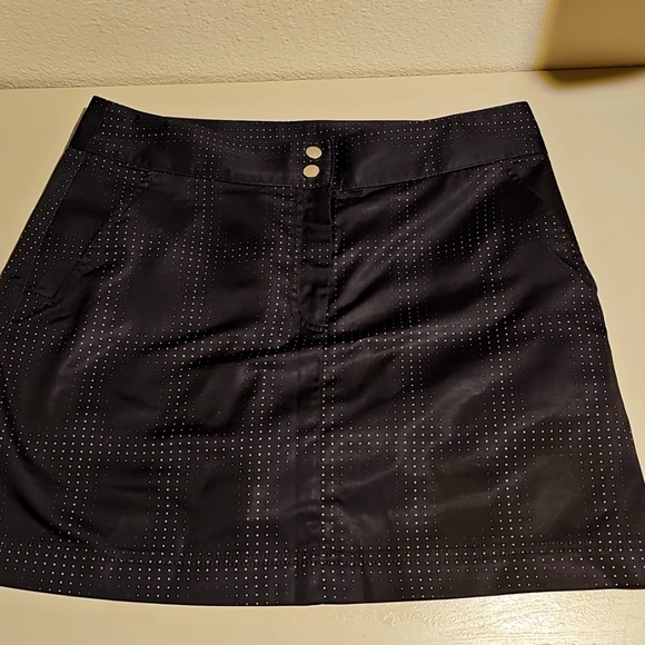 Womens Page & Tuttle Black Grey Dot Poly Spandex Pencil Skirt sz 8 - Picture 1 of 4